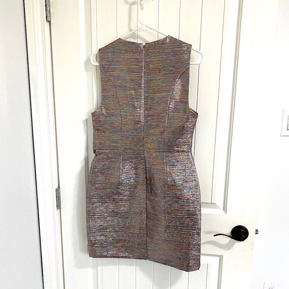 Multicolour Metallic V Neck Wrap Dress - Picture 2 of 2